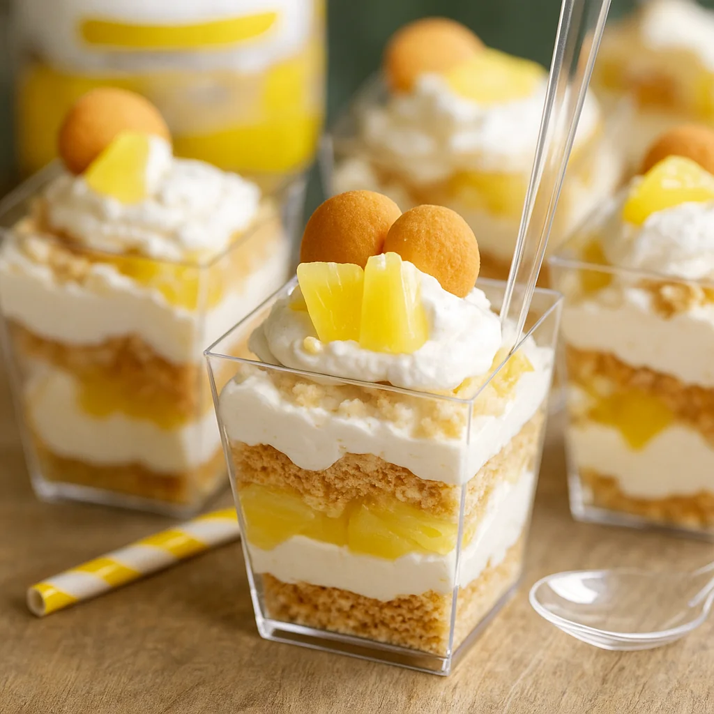 Mini Pineapple Cheesecake Trifles Mini Dessert Cup Ideas for Parties