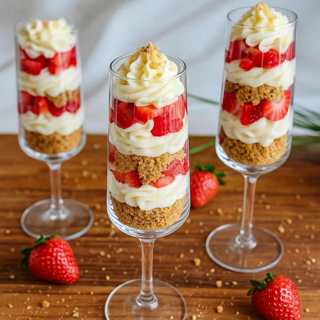 Mini Strawberry Champagne Cheesecake Trifles Mini Dessert Cup Ideas for Parties