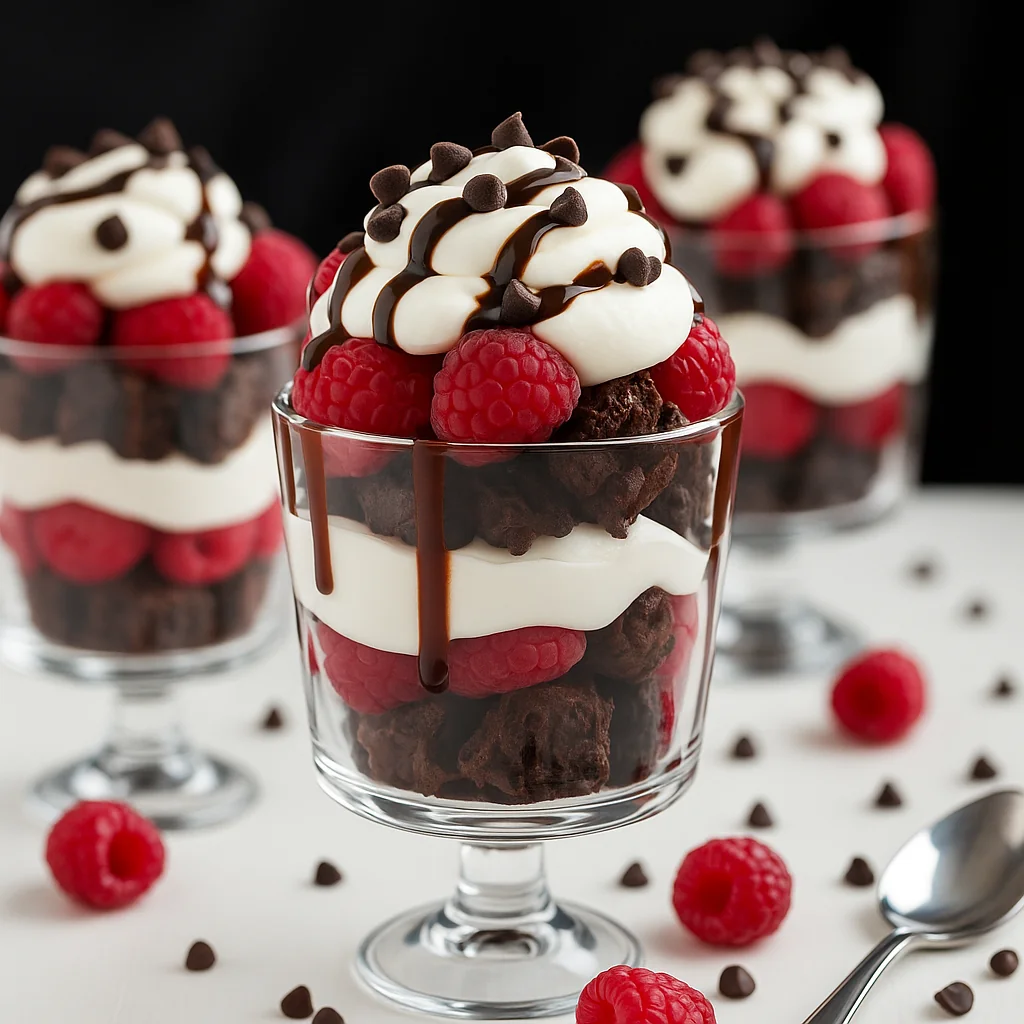 Raspberry Brownie Cheesecake Trifles Mini Dessert Cup Ideas for Parties