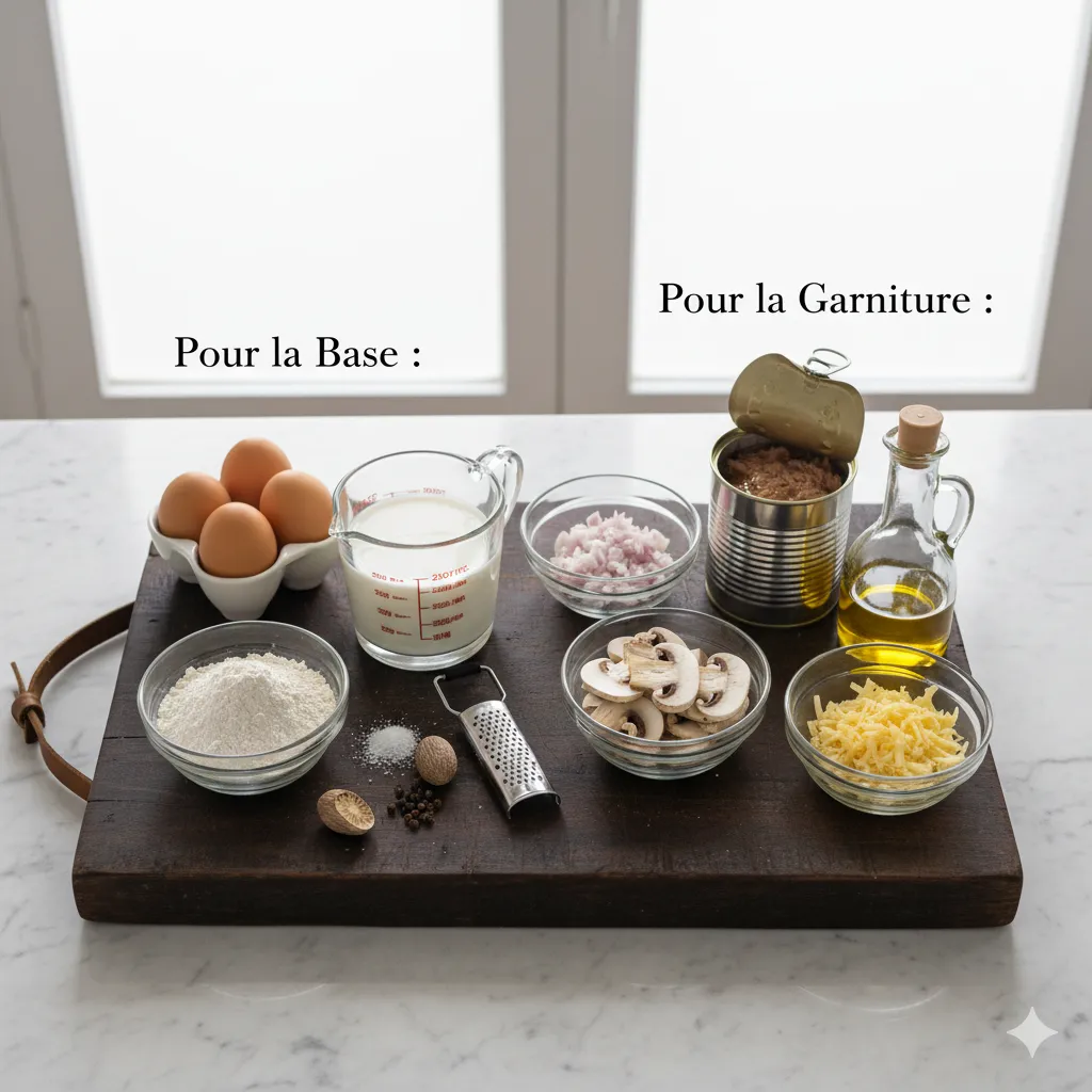 Part de Quiche Sans Pâte au Thon et Champignons coupée, montrant le cœur crémeux et les morceaux de thon et champignons.