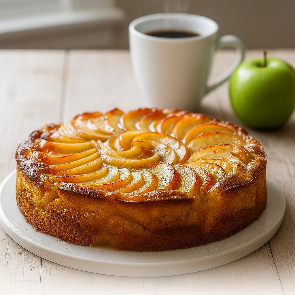 Dés de pommes cuits à la poêle avec beurre et cassonade pour la garniture du flan.
