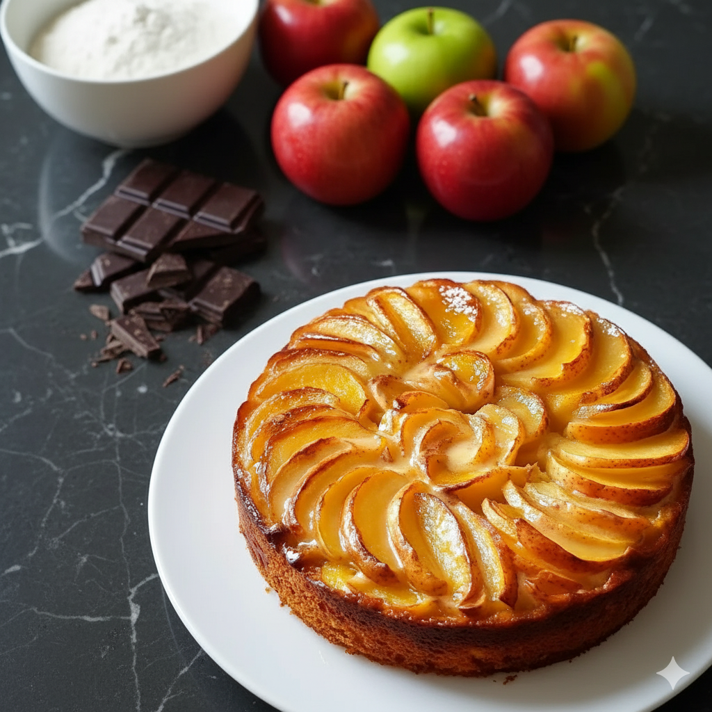 Fondant aux Pommes et Mascarpone Dés de pommes dorés et légèrement caramélisés cuits à la poêle avec beurre et cassonade, prêts pour la garniture du flan.