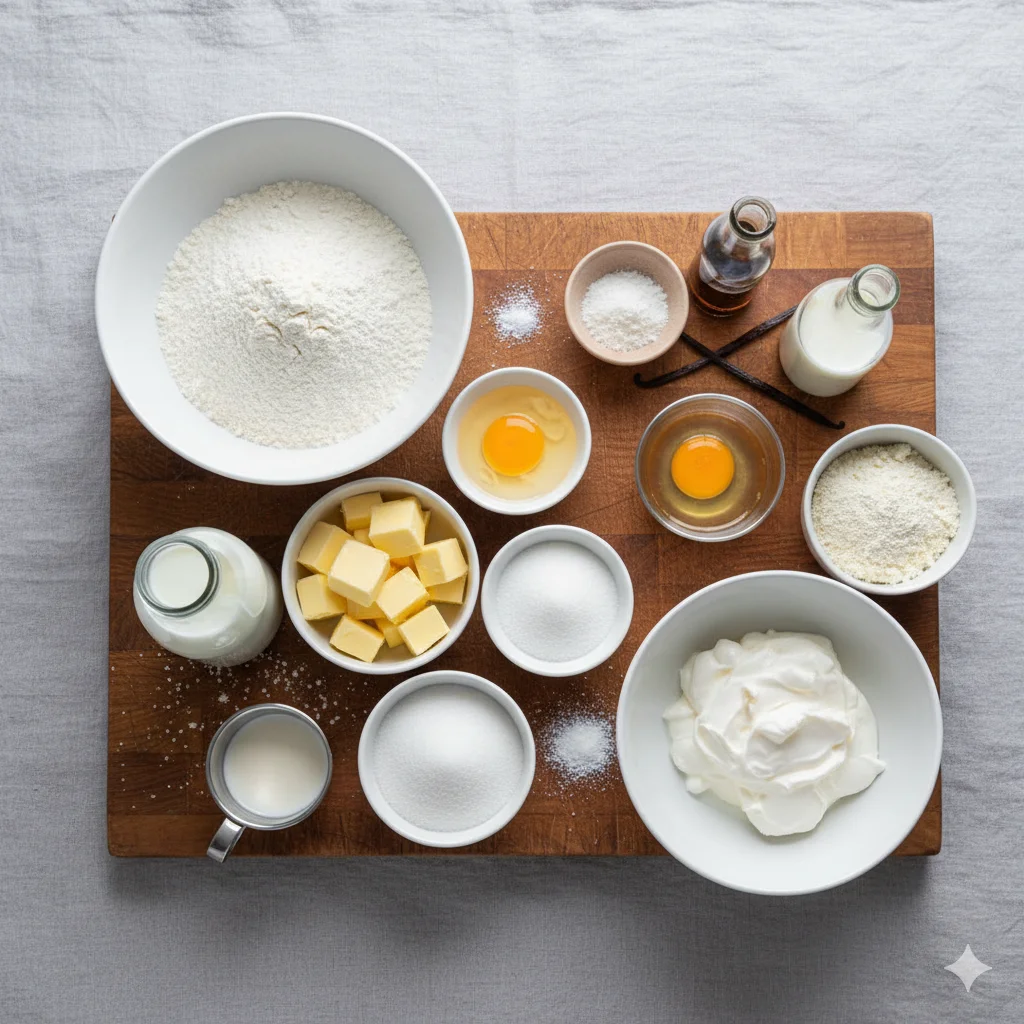 Part de Gâteau Crémeux à la Vanille Tarte Nuage coupée, révélant les trois couches : flan, crème et éponge.
