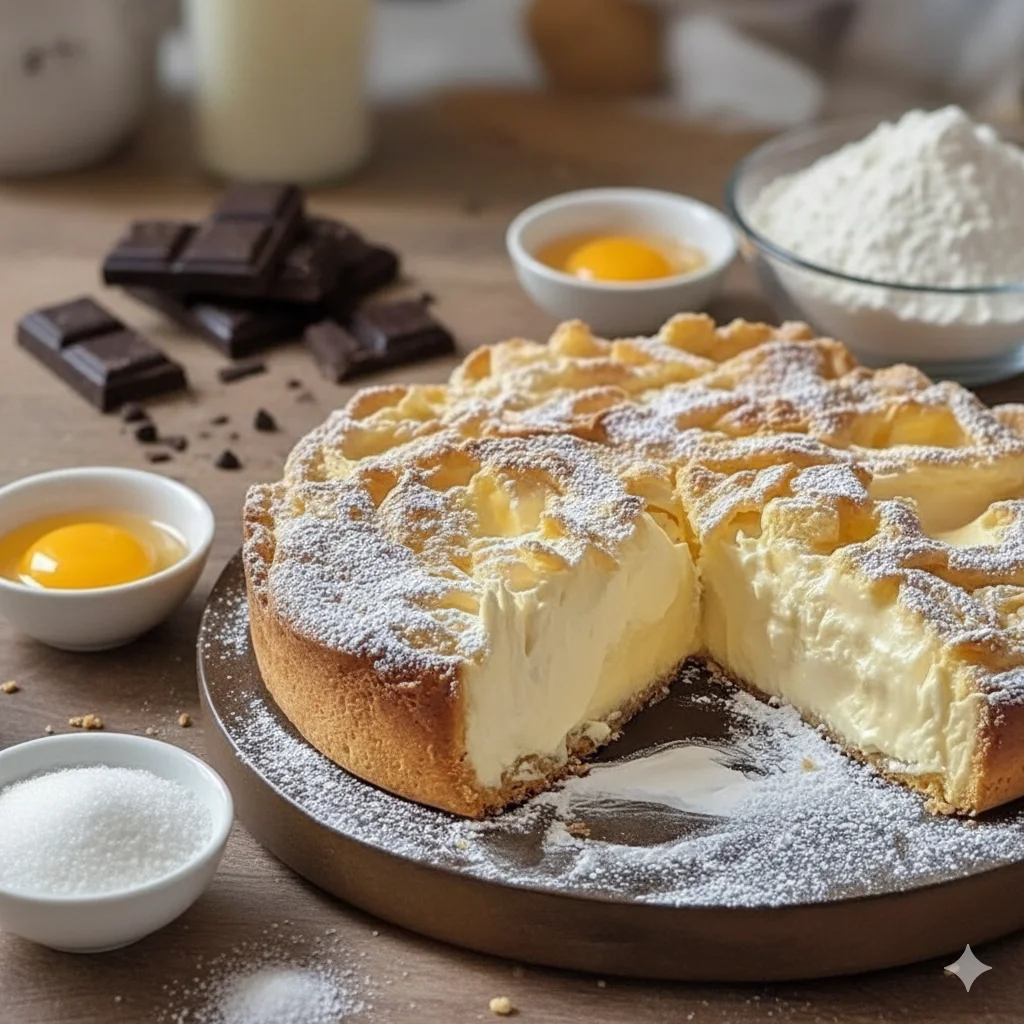 Pâte à gâteau très liquide avec des morceaux de blancs d'œufs incorporés grossièrement, prêts à être versés dans le moule.