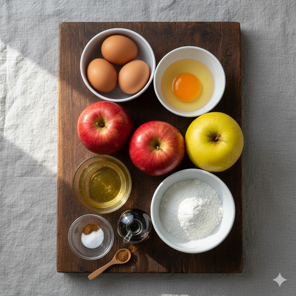 Part de Gâteau Madeleine aux Pommes coupée, montrant la texture aérienne et les morceaux de pommes.