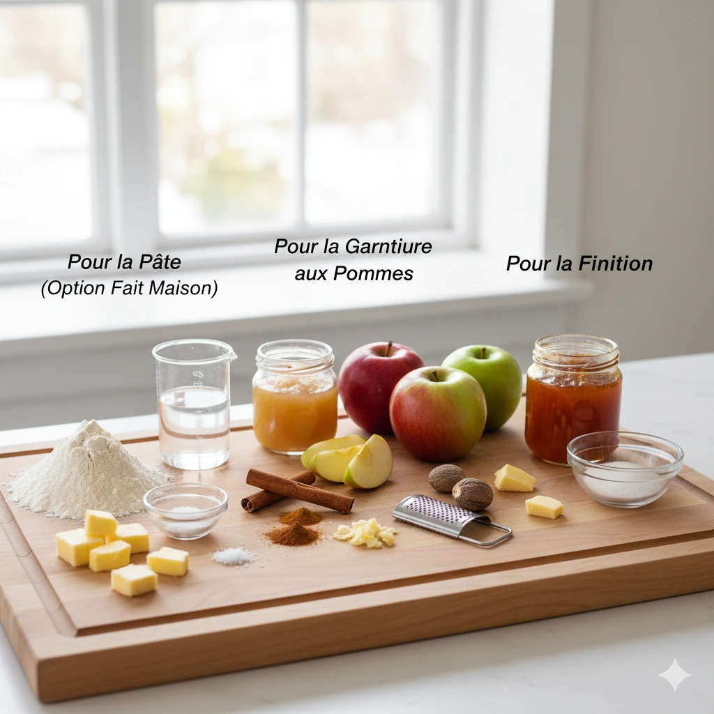 Part de Tarte aux Pommes tiède servie avec une boule de glace à la vanille fondante.