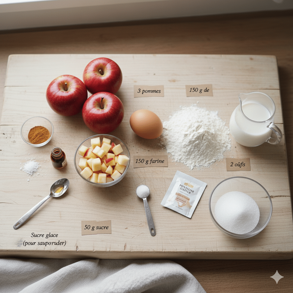 Ingrédients clés pour les Beignets aux Pommes
