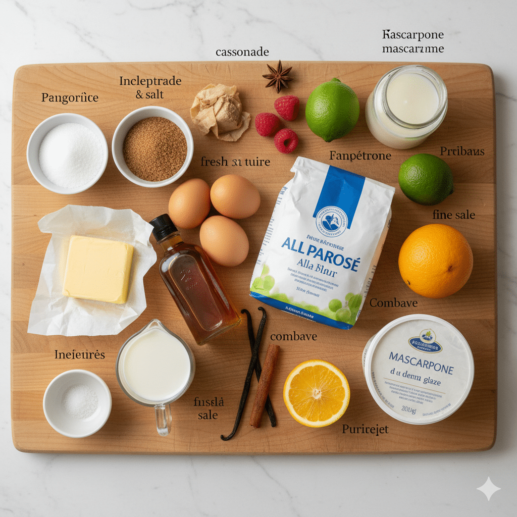 La Liste des Ingrédients : Baba au Rhum aux Framboises et Combava