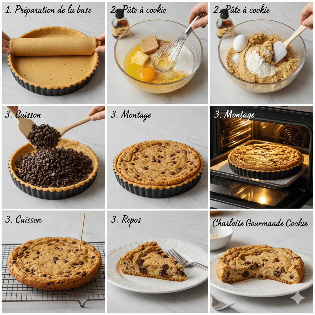 Instructions étape par étape Tarte Cookie Fondante