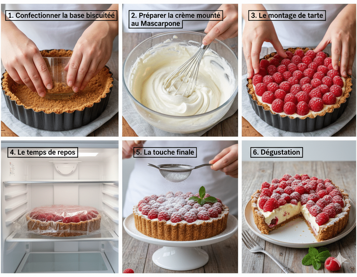 Le Guide de Préparation Étape par Étape: Tarte sans cuisson aux Framboises et Spéculoos