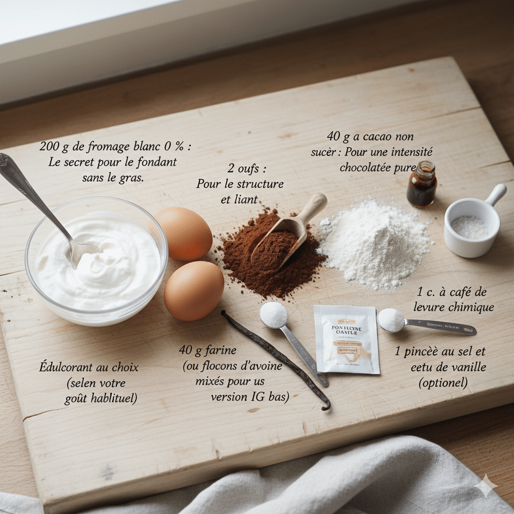 Ingrédients clés pour le Gâteau Chocolat Léger
