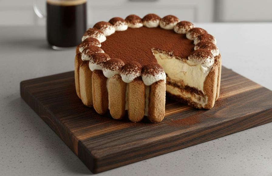 Biscuits à la cuillère trempés dans du café pour tiramisu sans cuisson Tarte Tiramisu Sans Cuisson