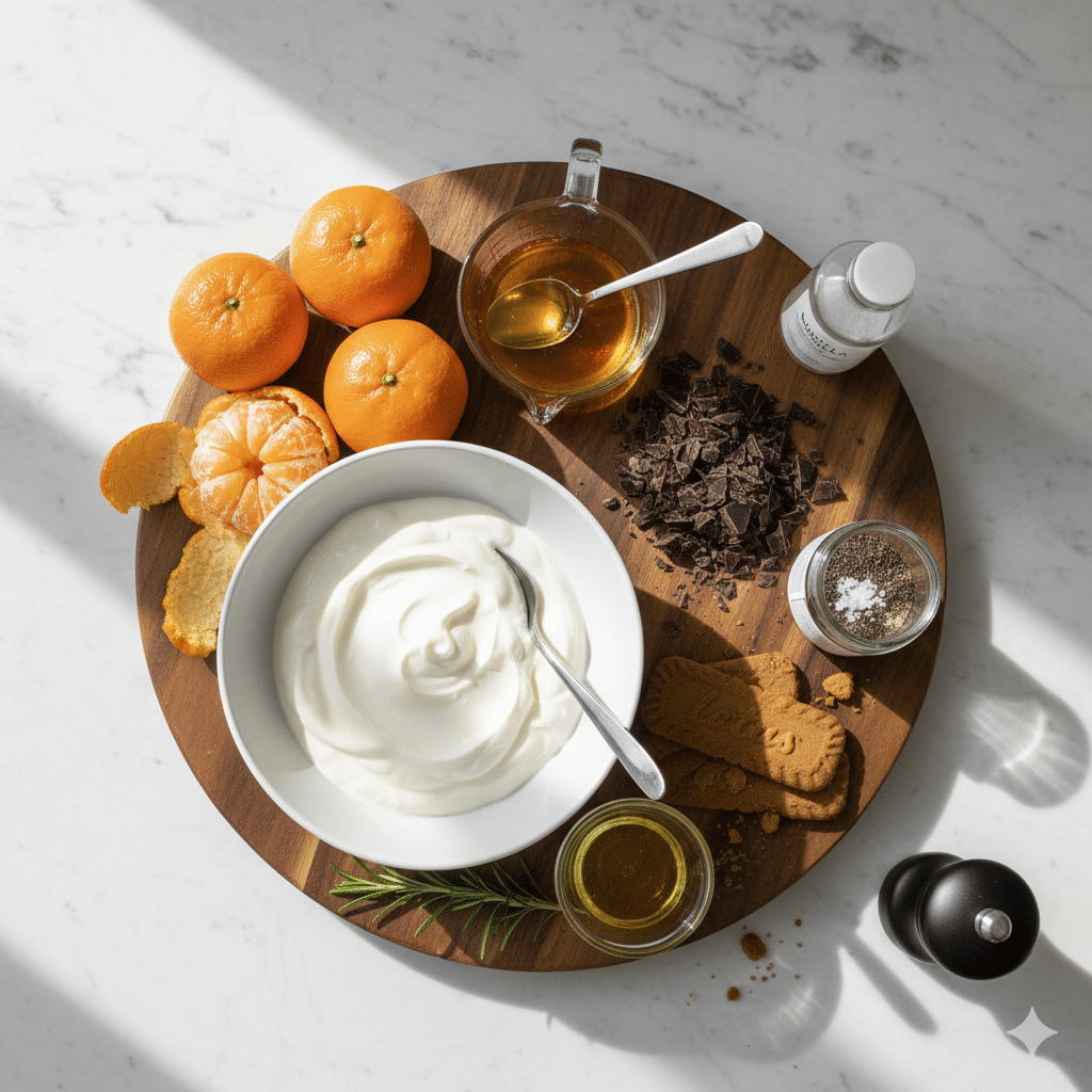 La Liste des Ingrédients Verrines Clémentines, Yaourt et Éclats de Chocolat