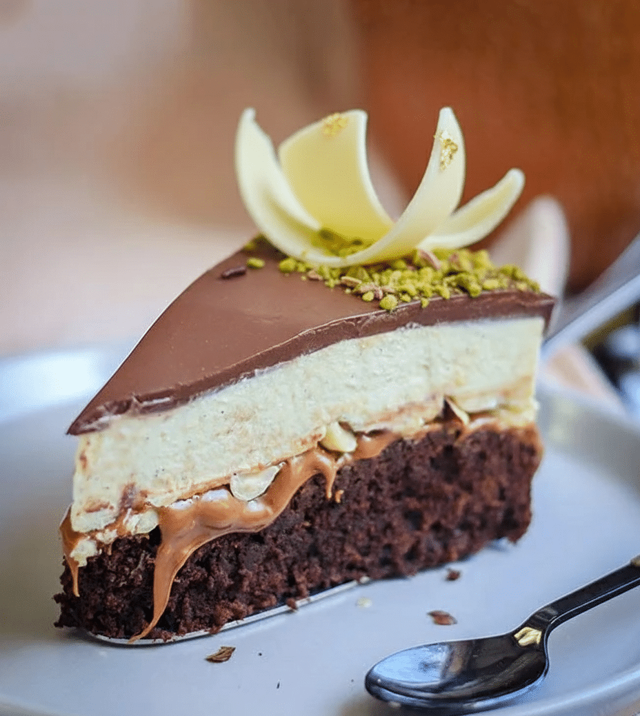 Intérieur du Brownille avec couches brownie chocolat et crème vanille