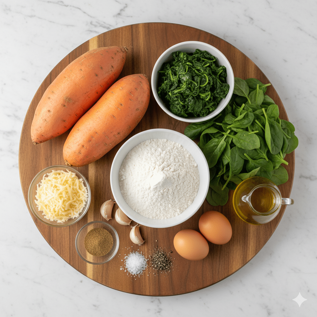 ● La Liste des Ingrédients Galettes Patate Douce et Épinards