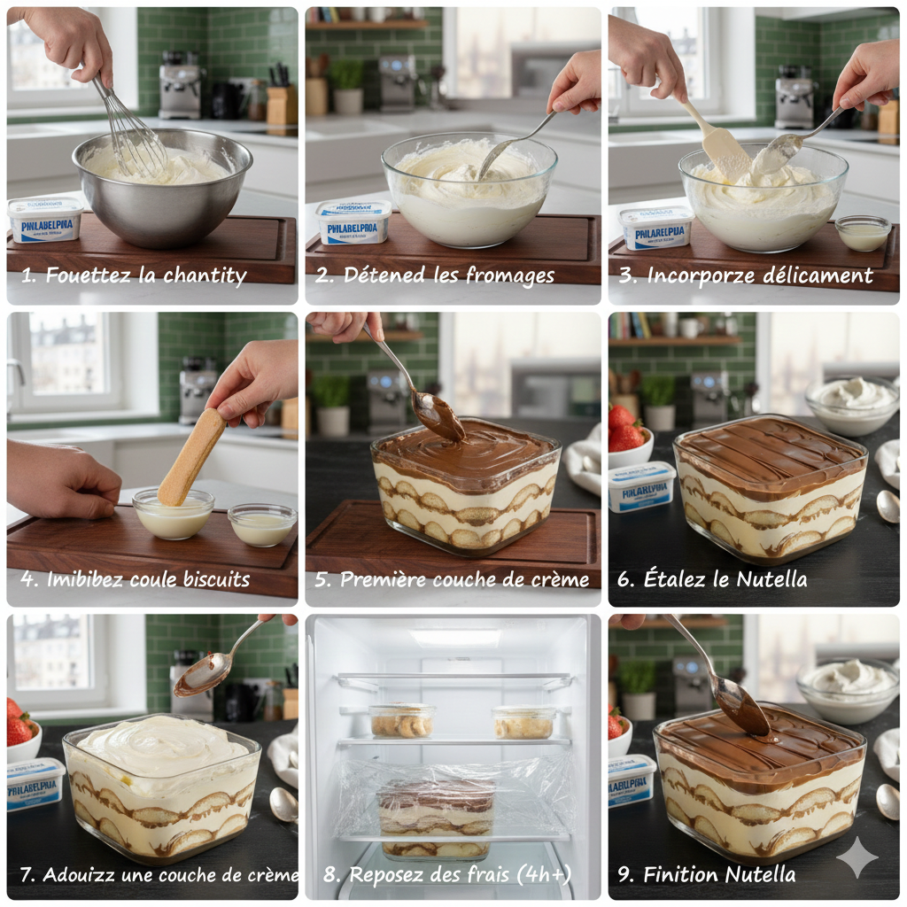 Coupe gourmande de tiramisu Nutella sans œufs