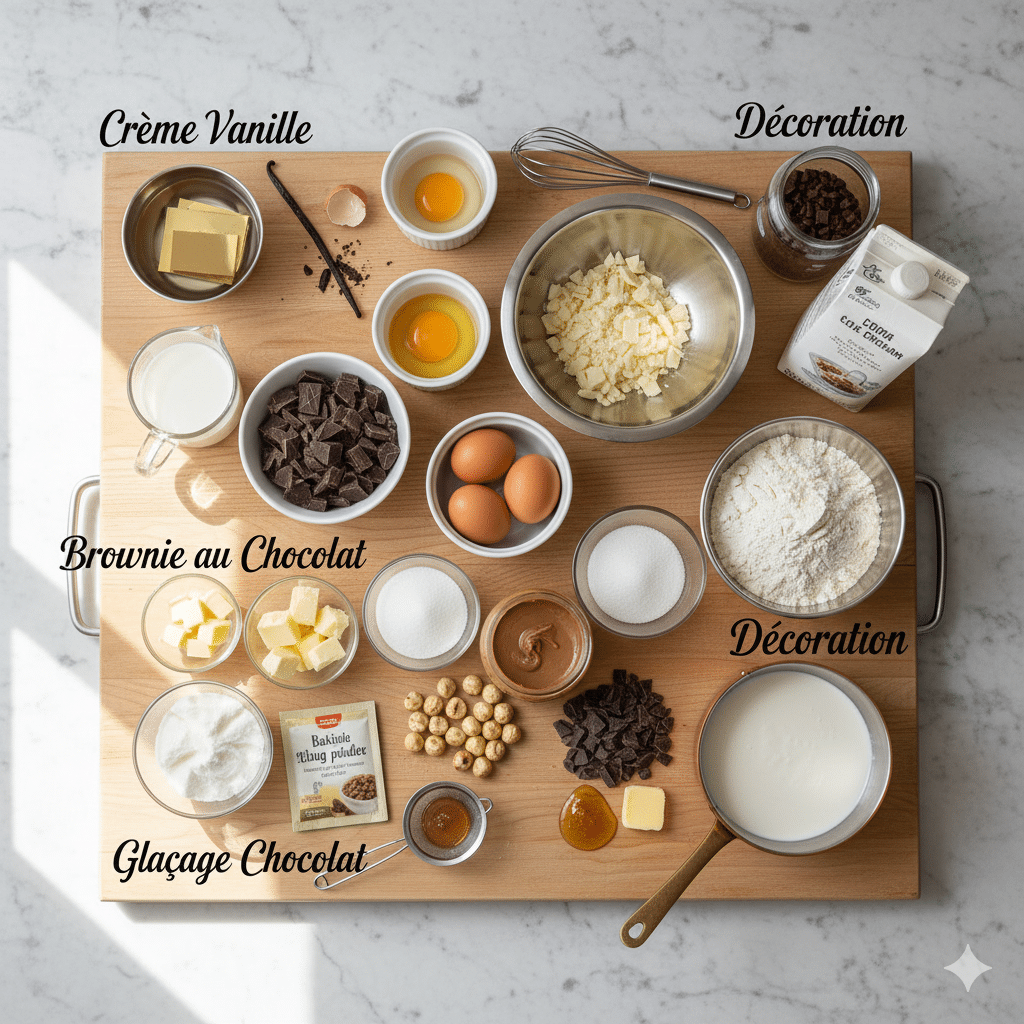 Préparation du Brownille brownie chocolat dans un moule