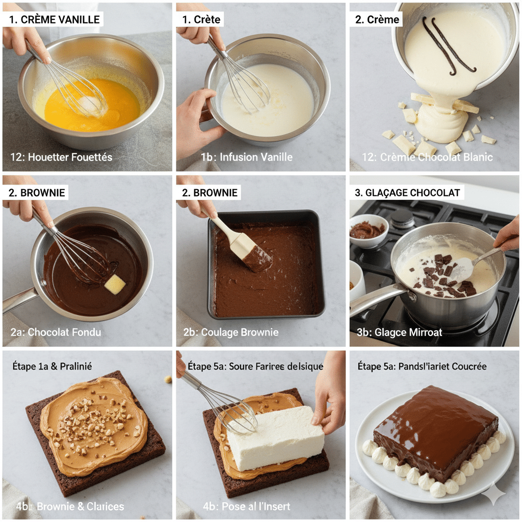 Part de Brownille chocolat vanille servie sur assiette