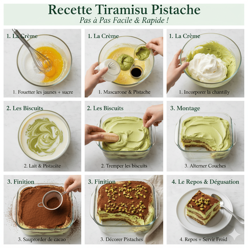 Instructions étape par étape pour le Tiramisu à la Pistache