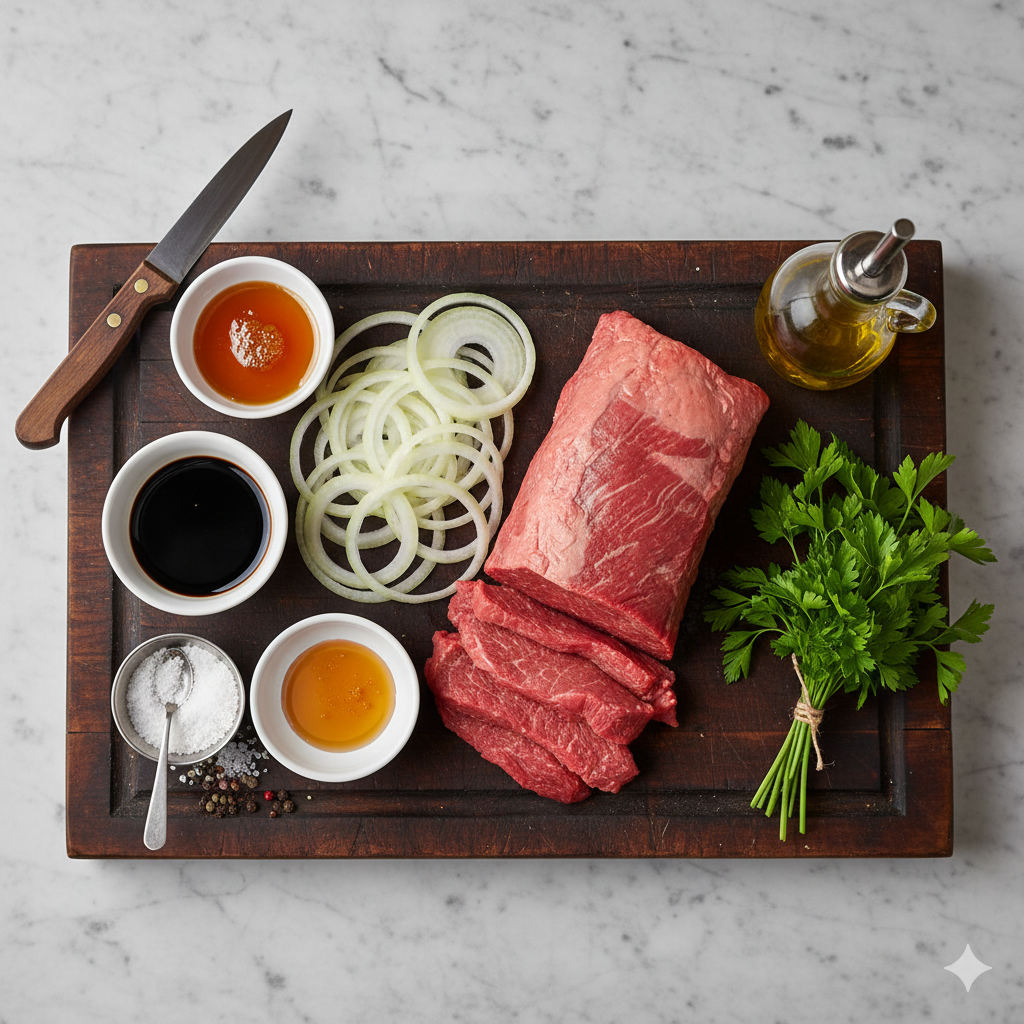 La Liste des Ingrédients : Bœuf Sauté aux Oignons