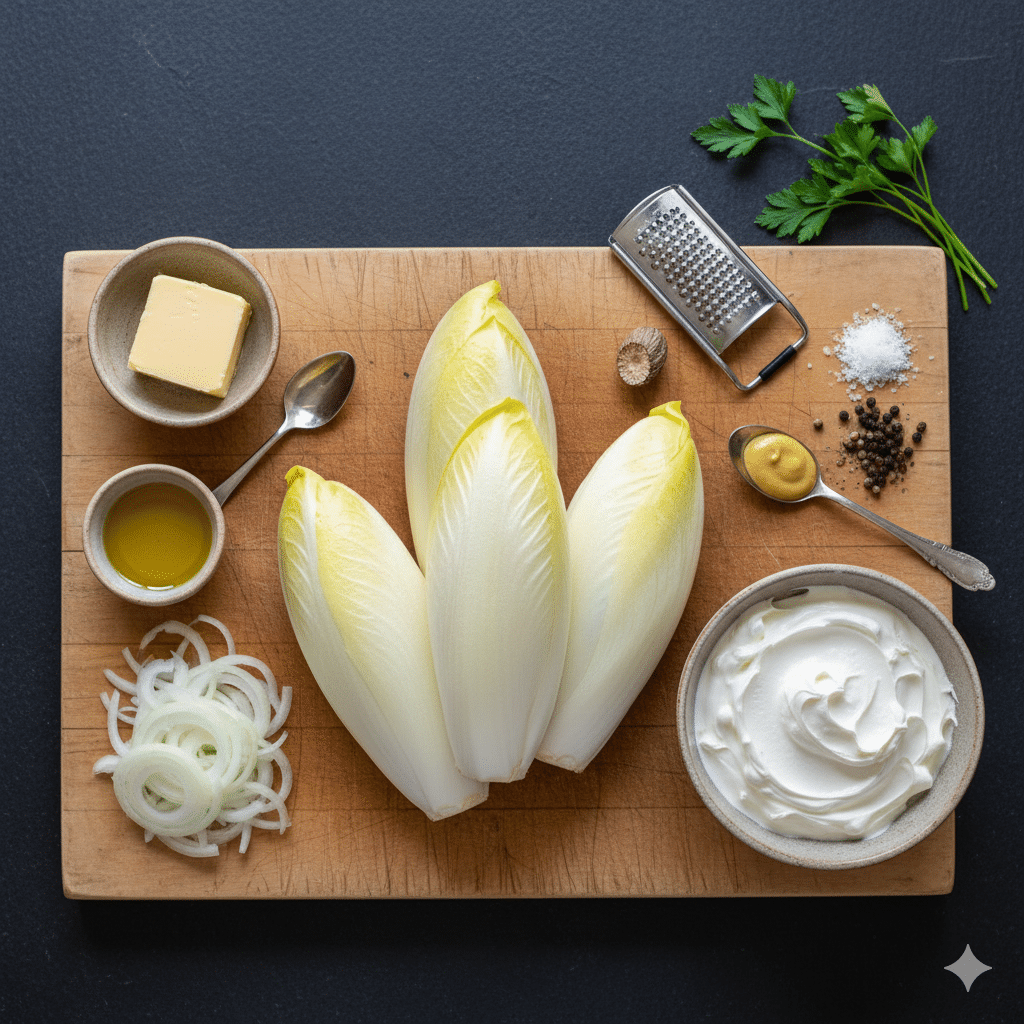 La Liste des Ingrédients : Endives Sautées à la Crème