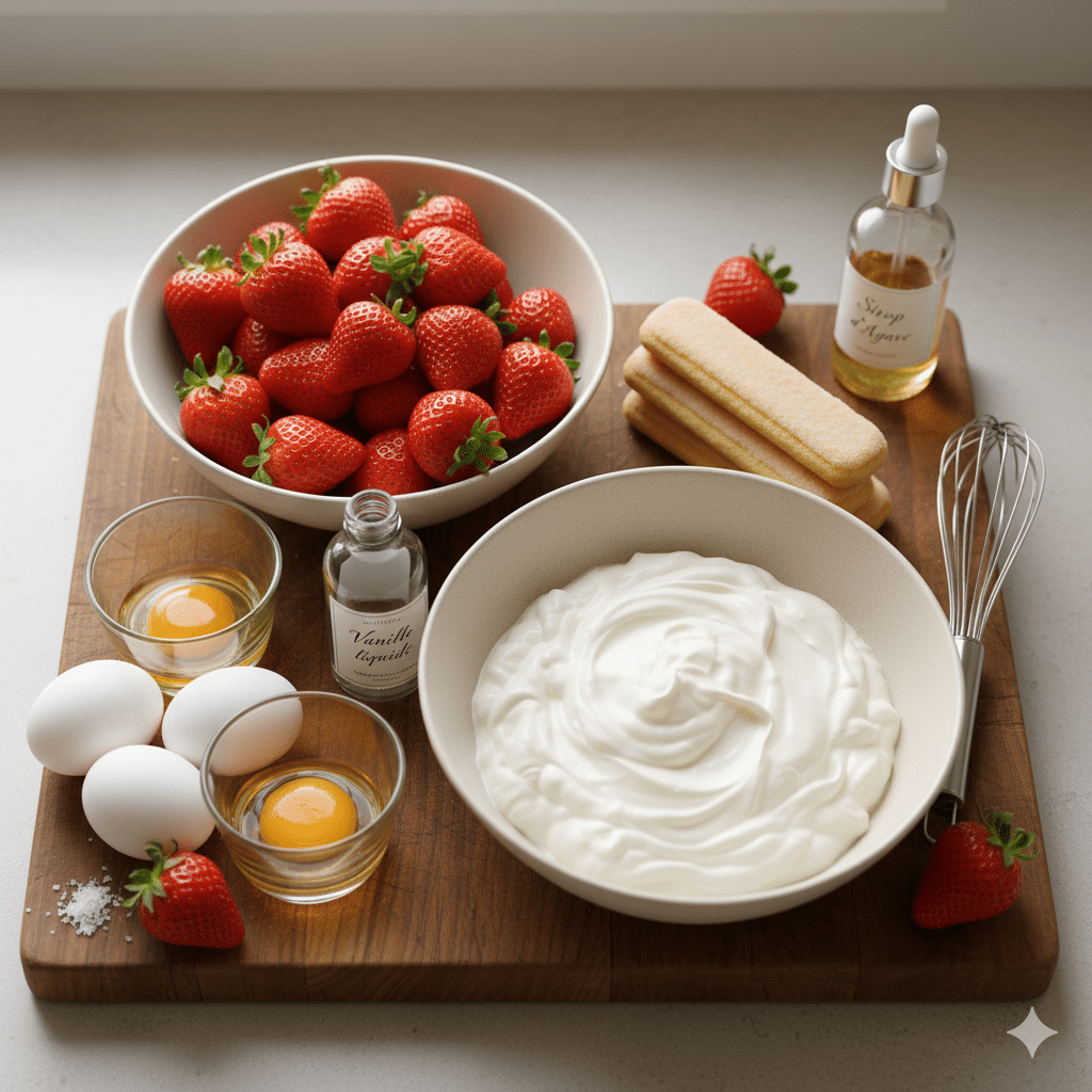 Ingrédients clés le Tiramisu Léger aux Fraises