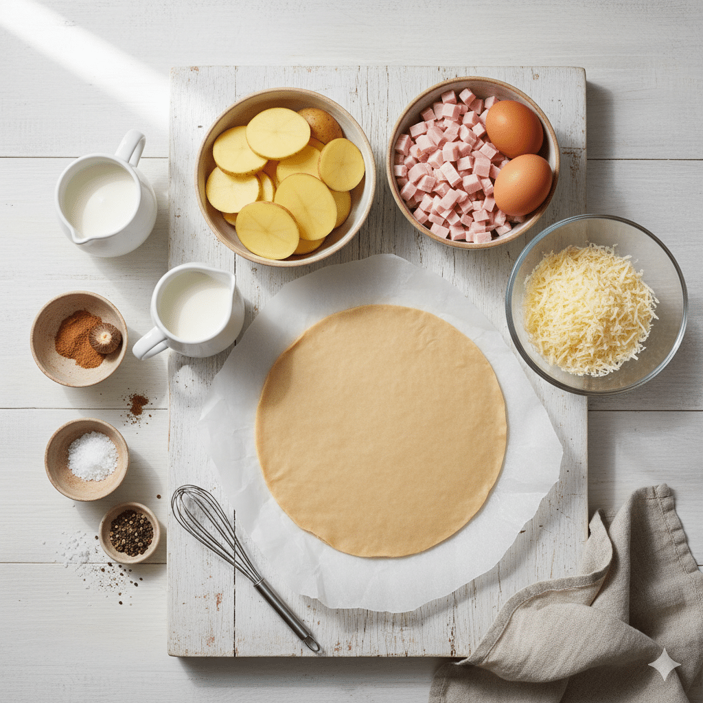 La Liste des Ingrédients : Quiche aux Pommes de Terre et Jambon