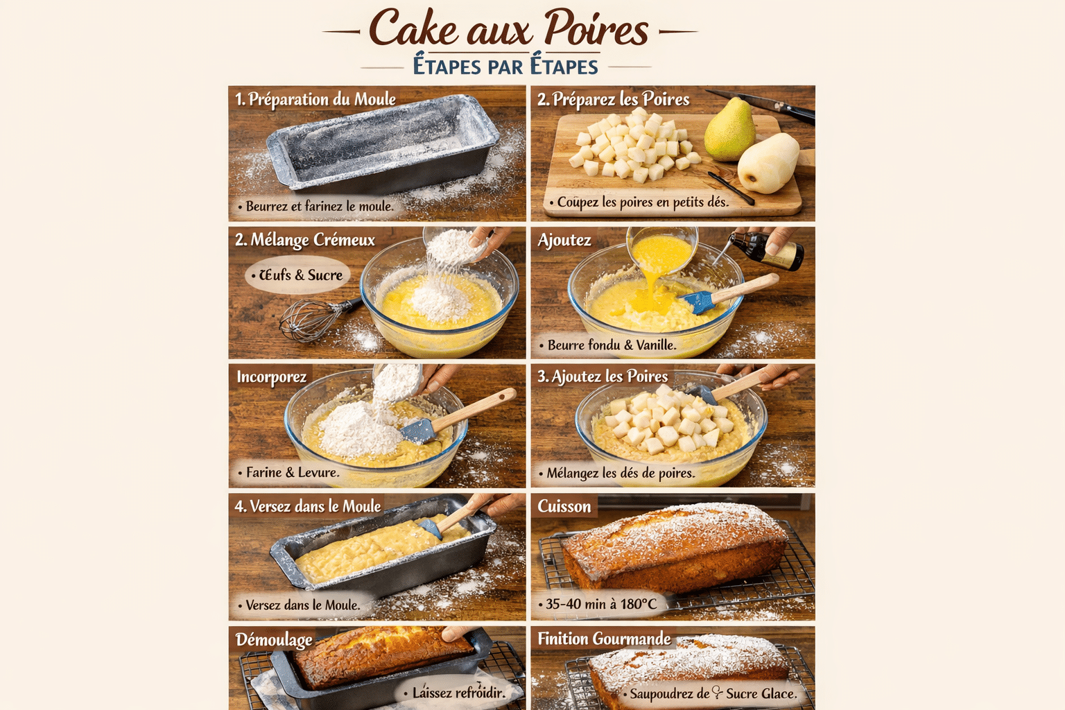 Étape par Étape: Cake moelleux aux poires Recette Facile