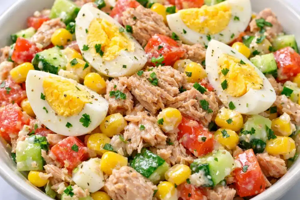 Salade fraîche thon maïs et œufs