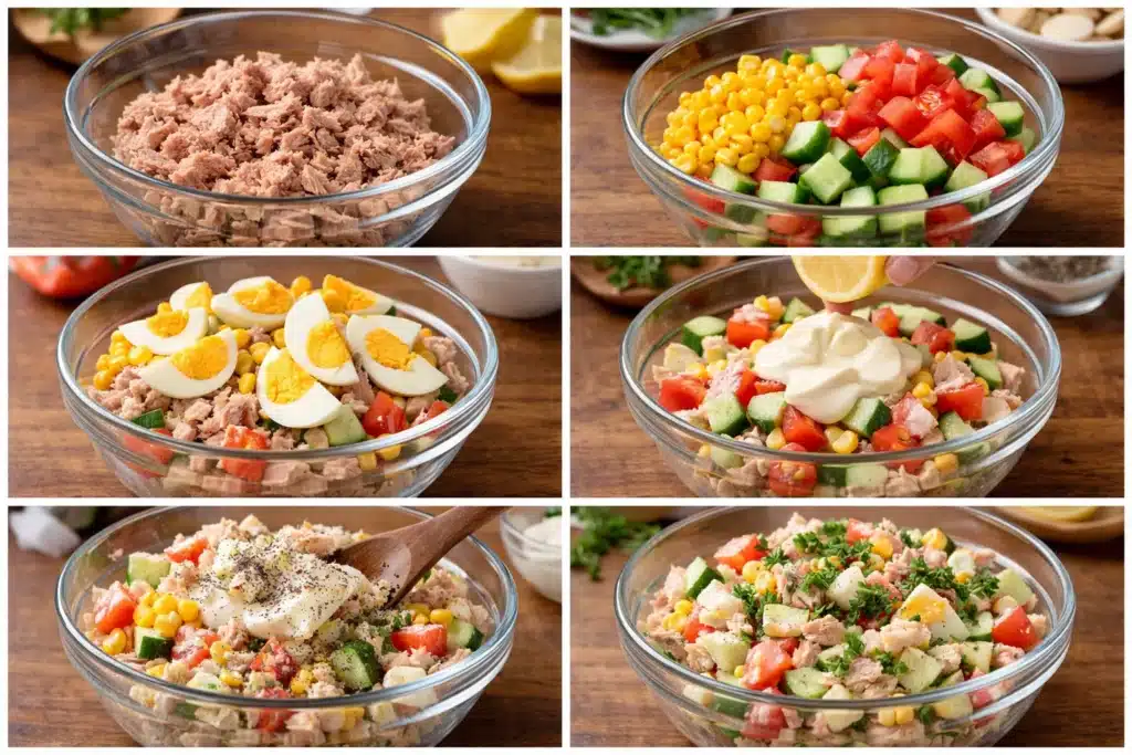 Salade fraîche thon maïs et œufs