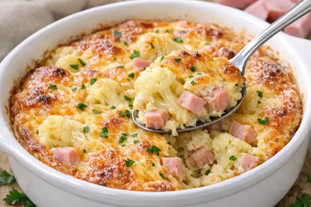 Clafoutis de chou-fleur au jambon léger