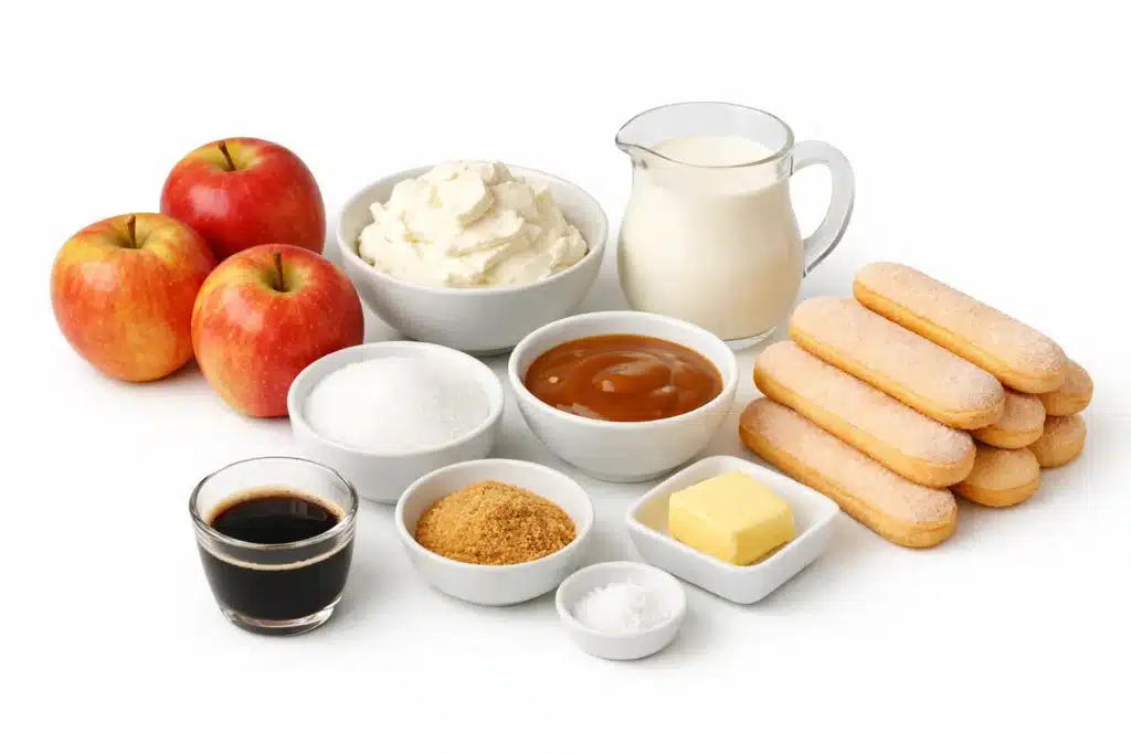 Tiramisu caramel beurre salé et pommes poêlées