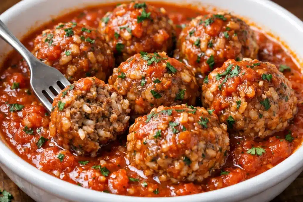 Boulettes de Bœuf au Riz Sauce Tomate