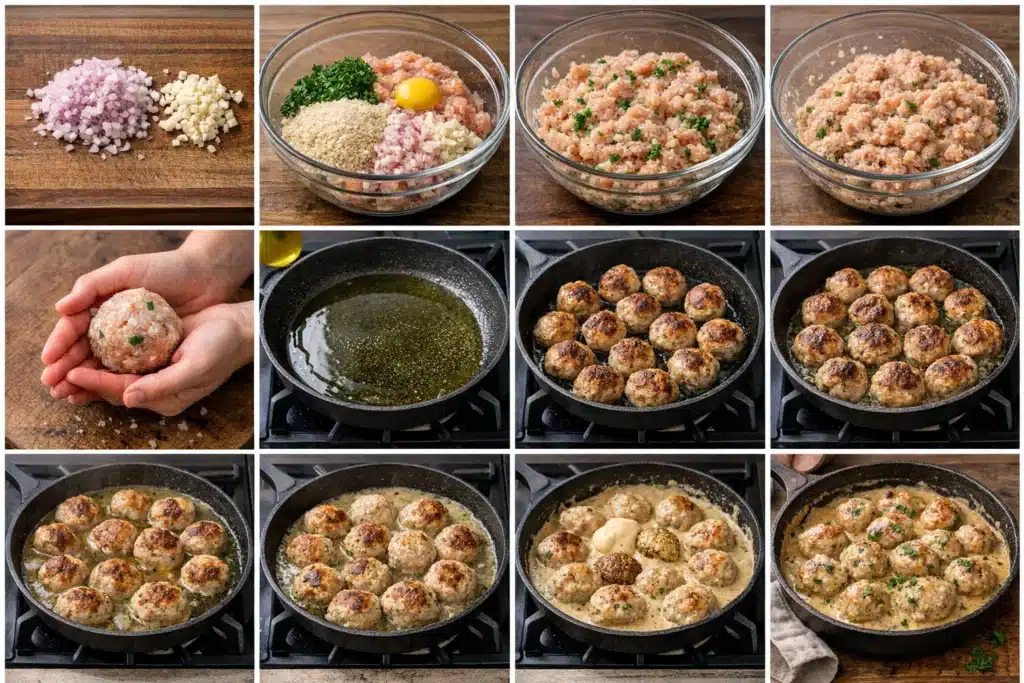 Boulettes de Poulet Sauce Moutarde à la Crème