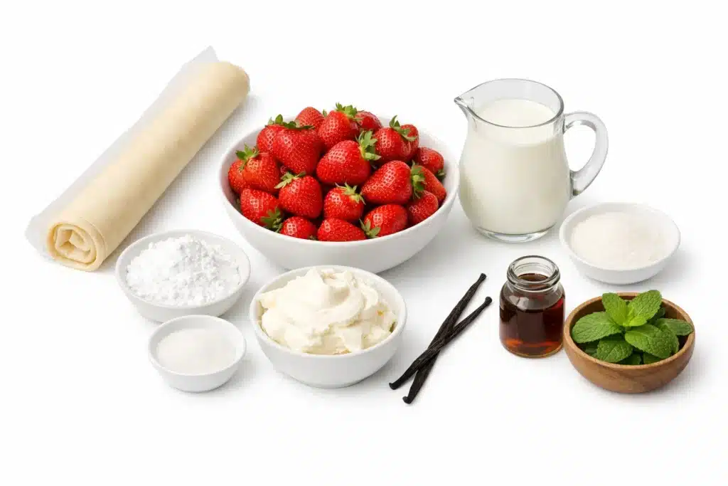 gâteau fraises et crème vanille