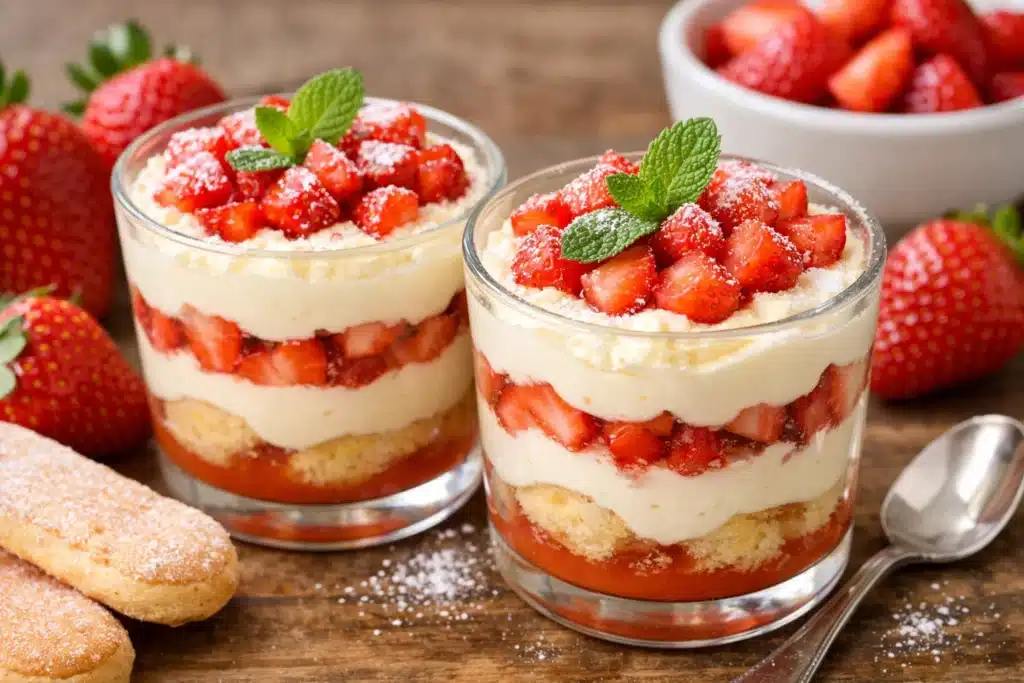 Tiramisu aux fraises en verrines