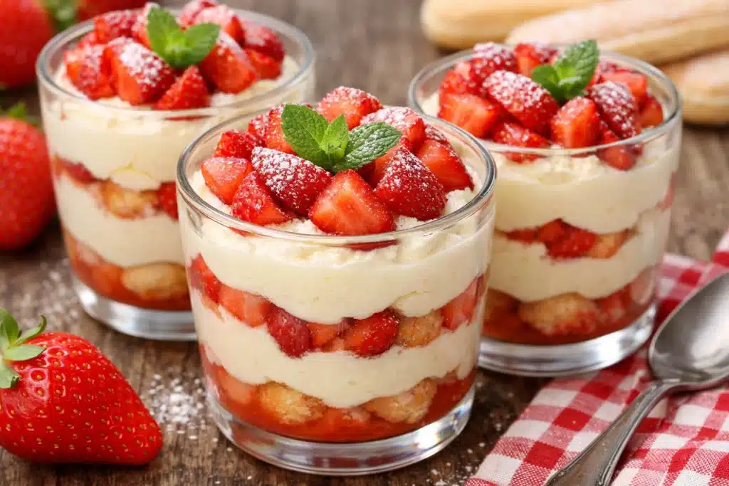 Tiramisu aux fraises en verrines