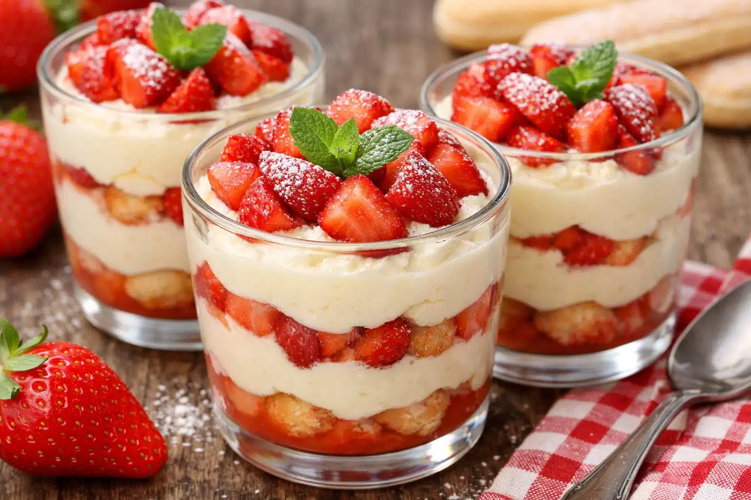 Tiramisu aux fraises en verrines