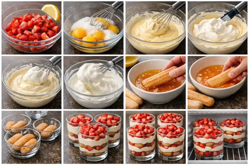 Tiramisu aux fraises en verrines