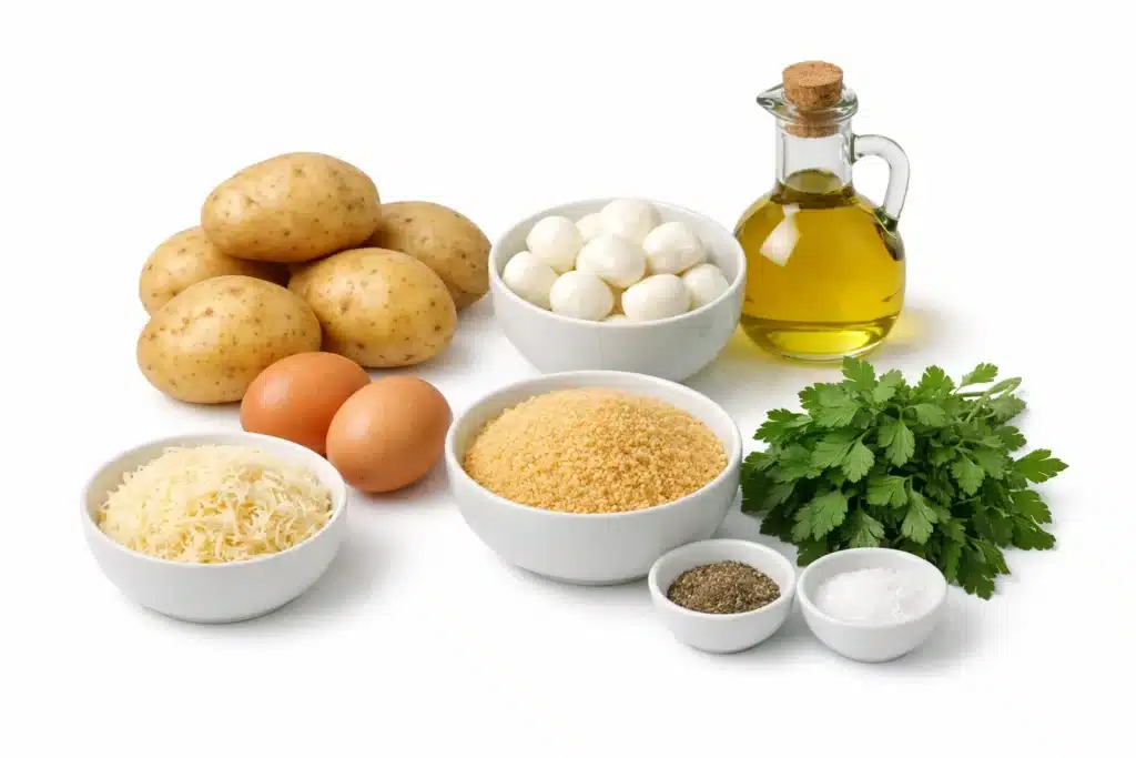 Boulettes de pommes de terre au fromage, farcies à la mozzarella