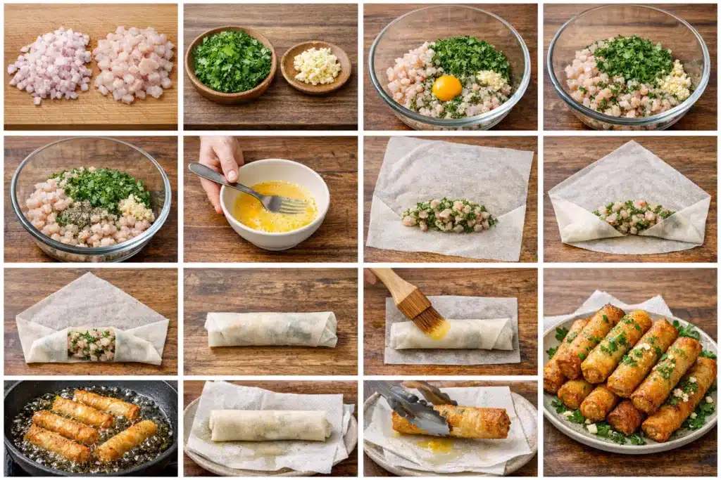 Cigares croustillants aux crevettes