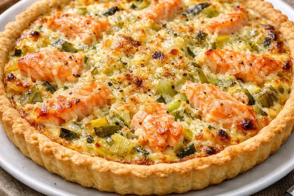 Quiche aux poireaux et saumon