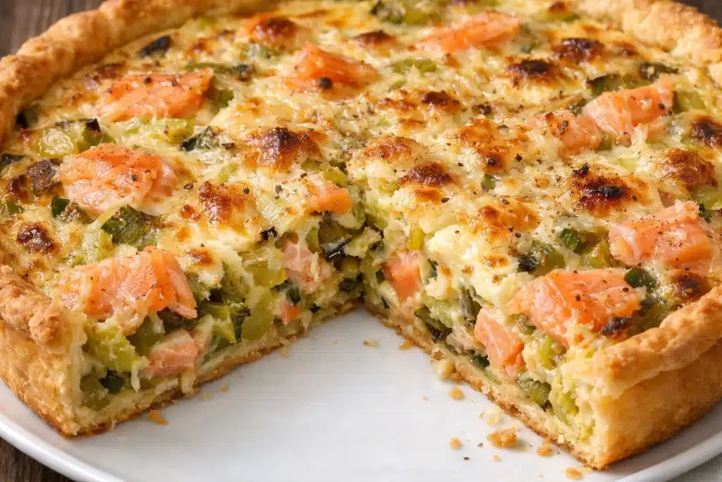 Quiche aux poireaux et saumon