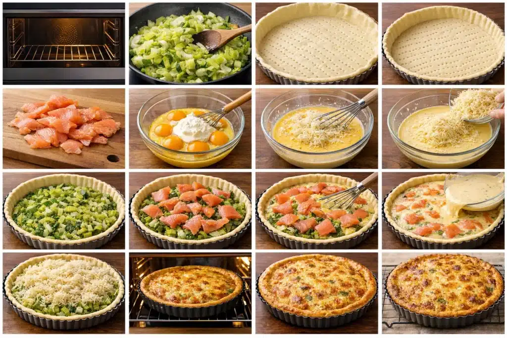 Quiche aux poireaux et saumon