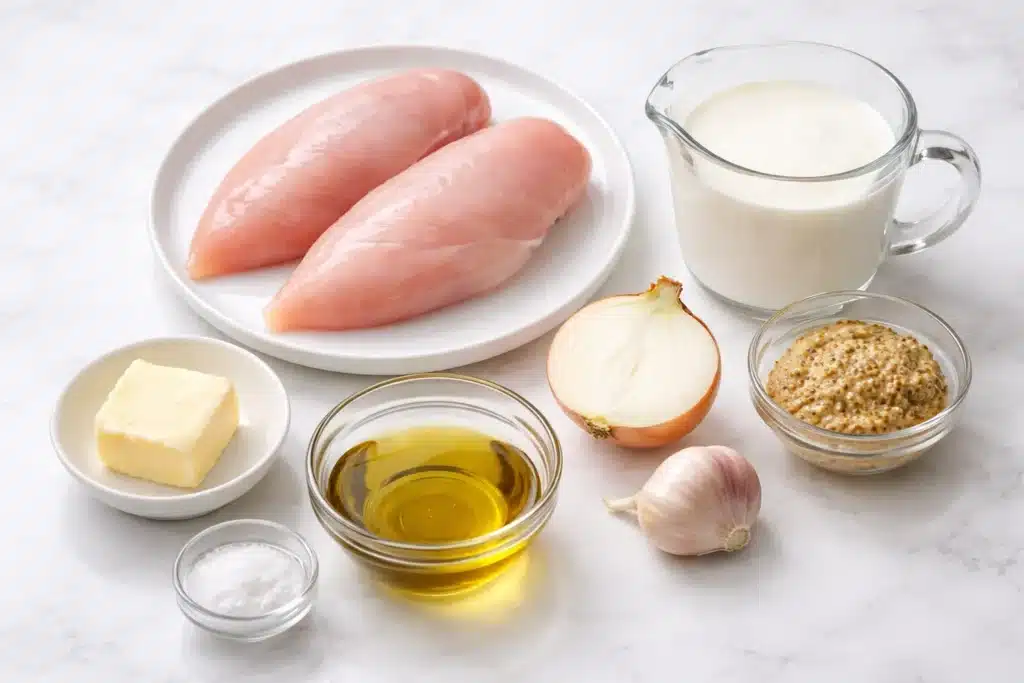 Poulet à la crème et moutarde douce