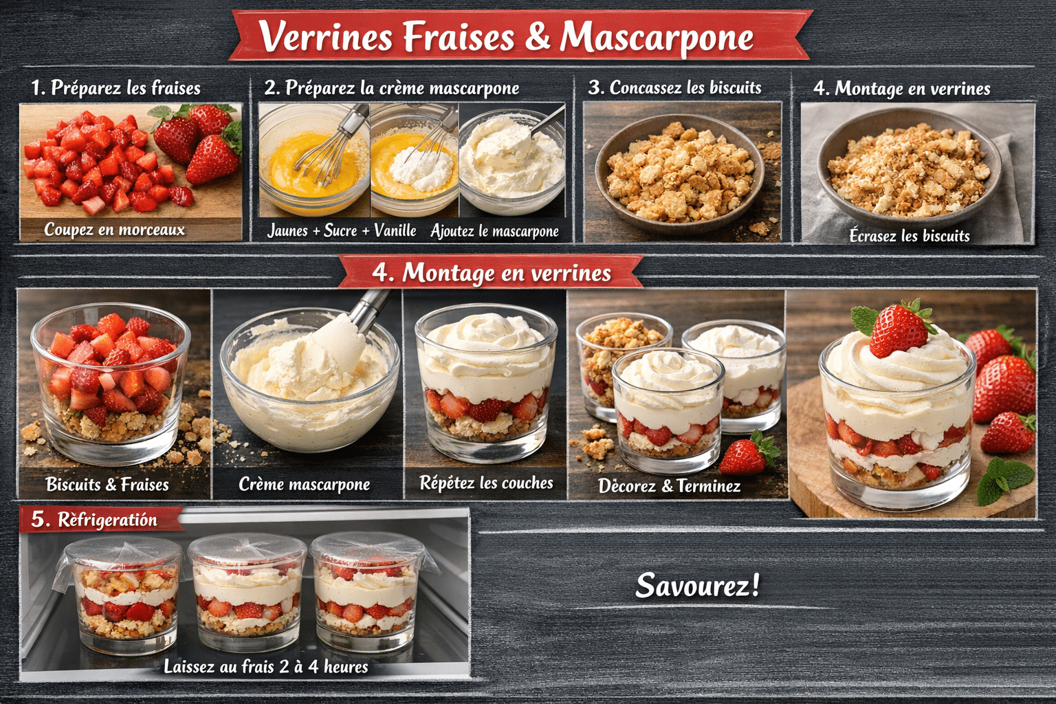 Tiramisu aux Fraises en Verrines