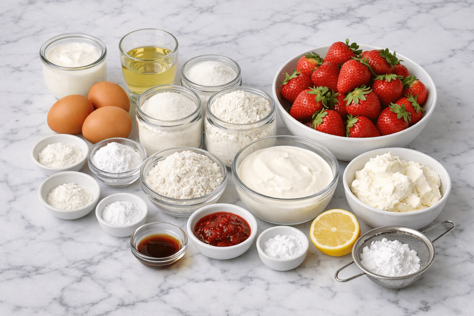 La Liste des Ingrédients : Gâteau au Yaourt aux Fraises : Le Dessert Réconfortant