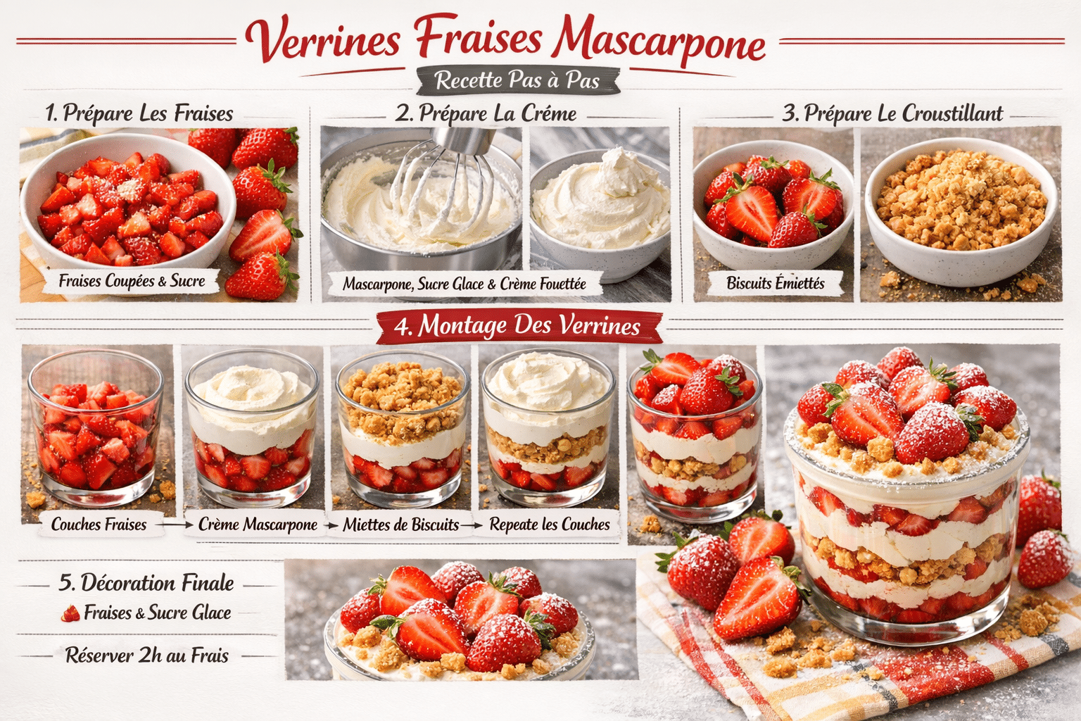 Étape par Étape: Verrines aux Fraises à la Crème de Mascarpone