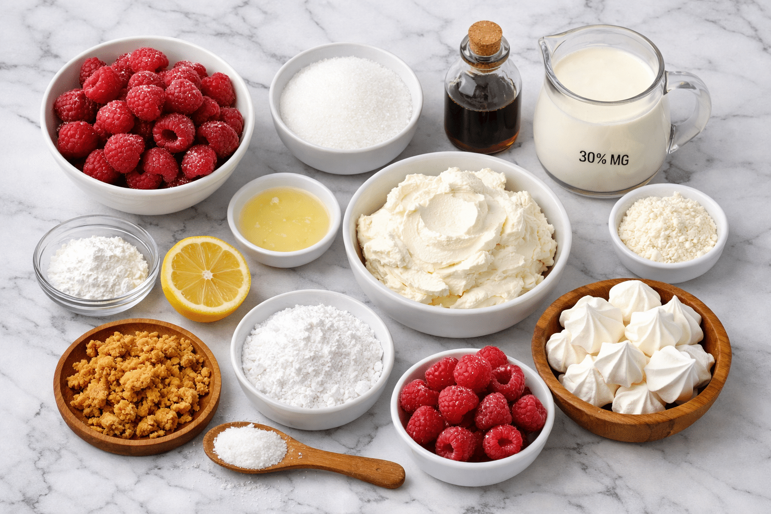 La Liste des Ingrédients : Verrines Framboise Mascarpone et Meringue