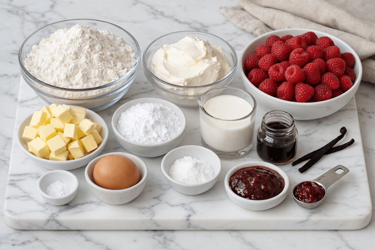 Ingredients List: Tarte aux Framboises et Crème Mascarpone : La Recette Fraîche, Élégante et Fondante qui Fait Craquer Tout le Monde